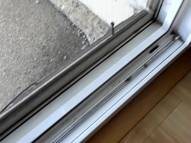 The same window track after a deep clean, cleared of dirt and debris